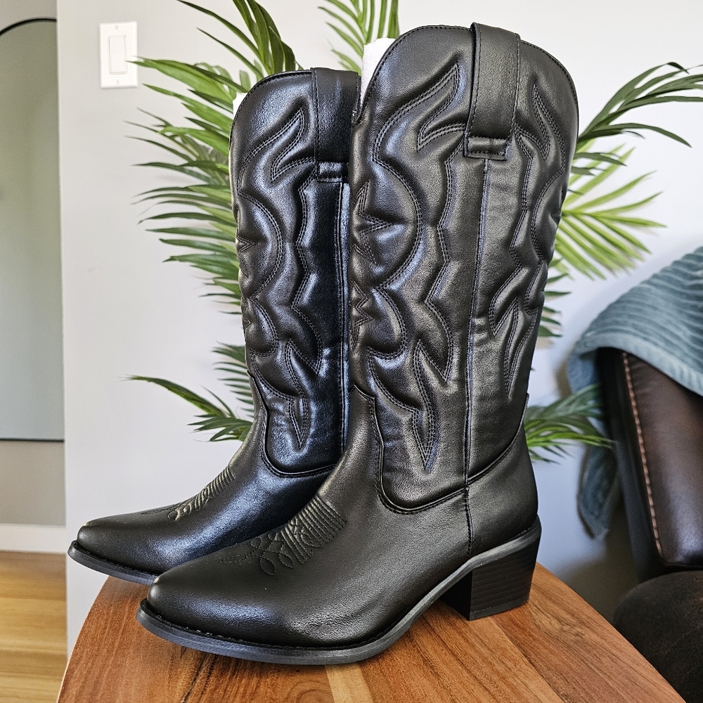 NEW women cowboy boots - country western ladies size 10 Black